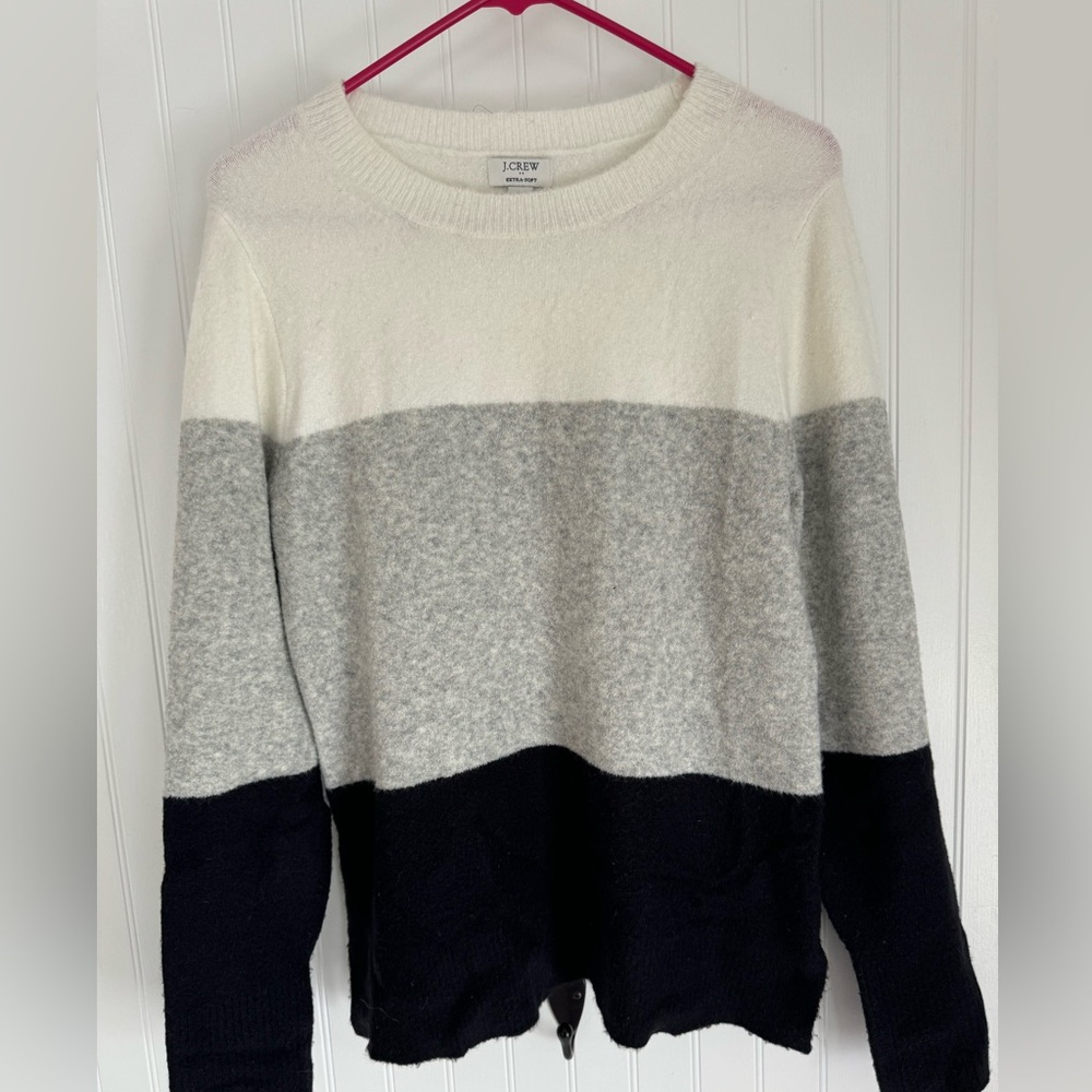 J Crew woman's sweater. Black, grey and white, size small.